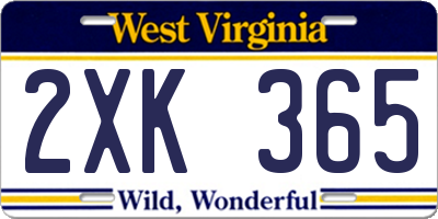 WV license plate 2XK365