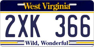 WV license plate 2XK366