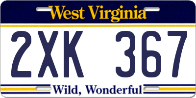 WV license plate 2XK367