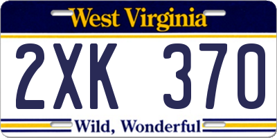 WV license plate 2XK370