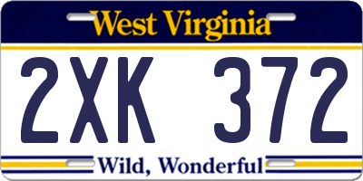 WV license plate 2XK372