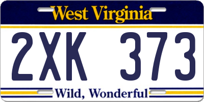 WV license plate 2XK373
