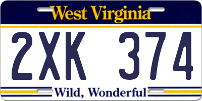 WV license plate 2XK374