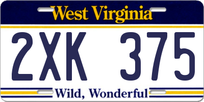 WV license plate 2XK375