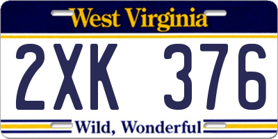 WV license plate 2XK376