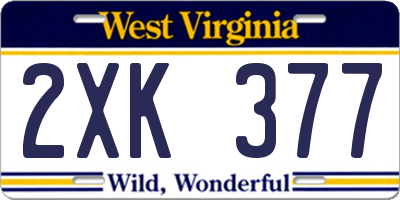 WV license plate 2XK377