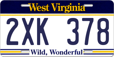 WV license plate 2XK378