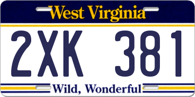 WV license plate 2XK381