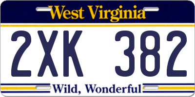 WV license plate 2XK382