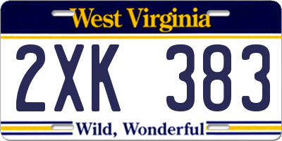 WV license plate 2XK383