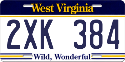 WV license plate 2XK384