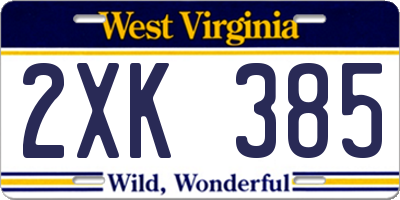 WV license plate 2XK385