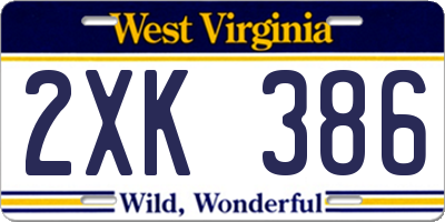 WV license plate 2XK386