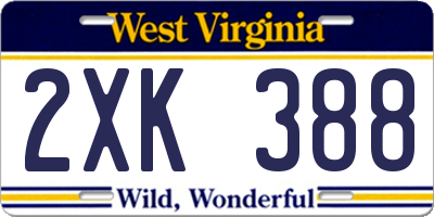 WV license plate 2XK388