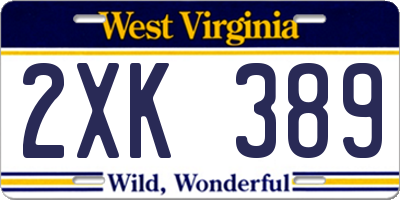 WV license plate 2XK389