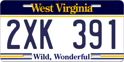 WV license plate 2XK391