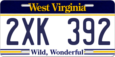 WV license plate 2XK392