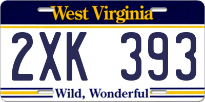 WV license plate 2XK393