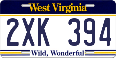 WV license plate 2XK394