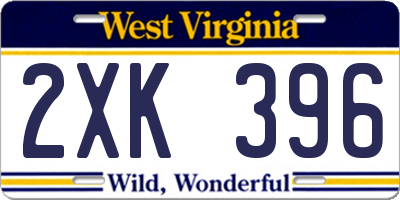 WV license plate 2XK396