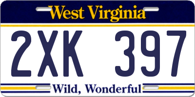 WV license plate 2XK397