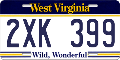 WV license plate 2XK399