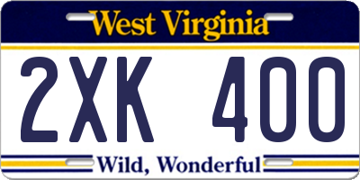 WV license plate 2XK400