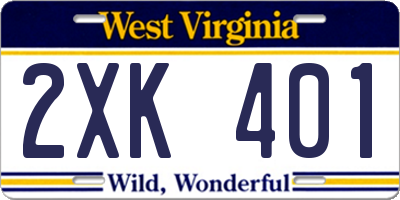 WV license plate 2XK401