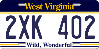 WV license plate 2XK402
