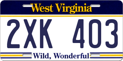 WV license plate 2XK403