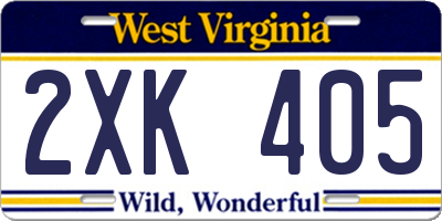 WV license plate 2XK405