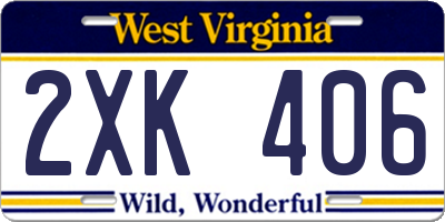 WV license plate 2XK406