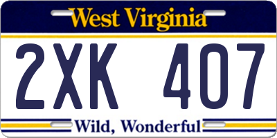 WV license plate 2XK407