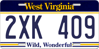 WV license plate 2XK409