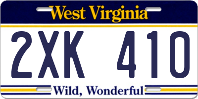 WV license plate 2XK410