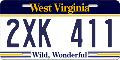 WV license plate 2XK411