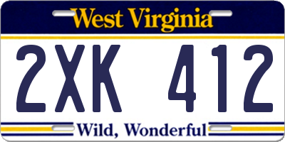 WV license plate 2XK412