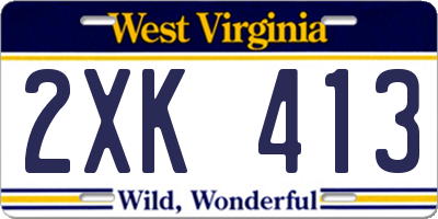 WV license plate 2XK413