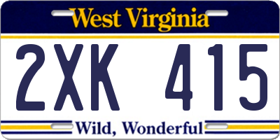 WV license plate 2XK415