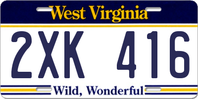 WV license plate 2XK416