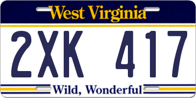 WV license plate 2XK417