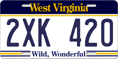 WV license plate 2XK420