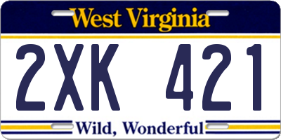 WV license plate 2XK421