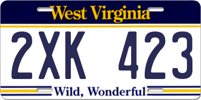 WV license plate 2XK423