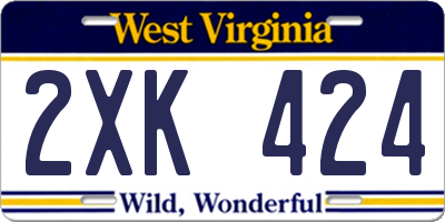 WV license plate 2XK424