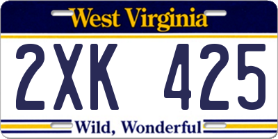 WV license plate 2XK425