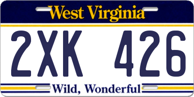WV license plate 2XK426