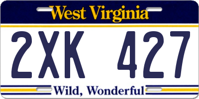 WV license plate 2XK427