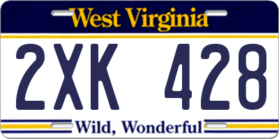 WV license plate 2XK428