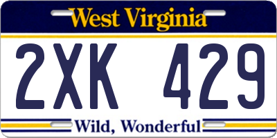 WV license plate 2XK429
